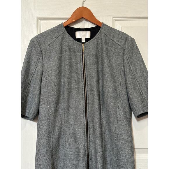 Women’s Hugo Boss Short Sleeve Full Zip Dress Gray Pinpoint Size 10 - Picture 1 of 4